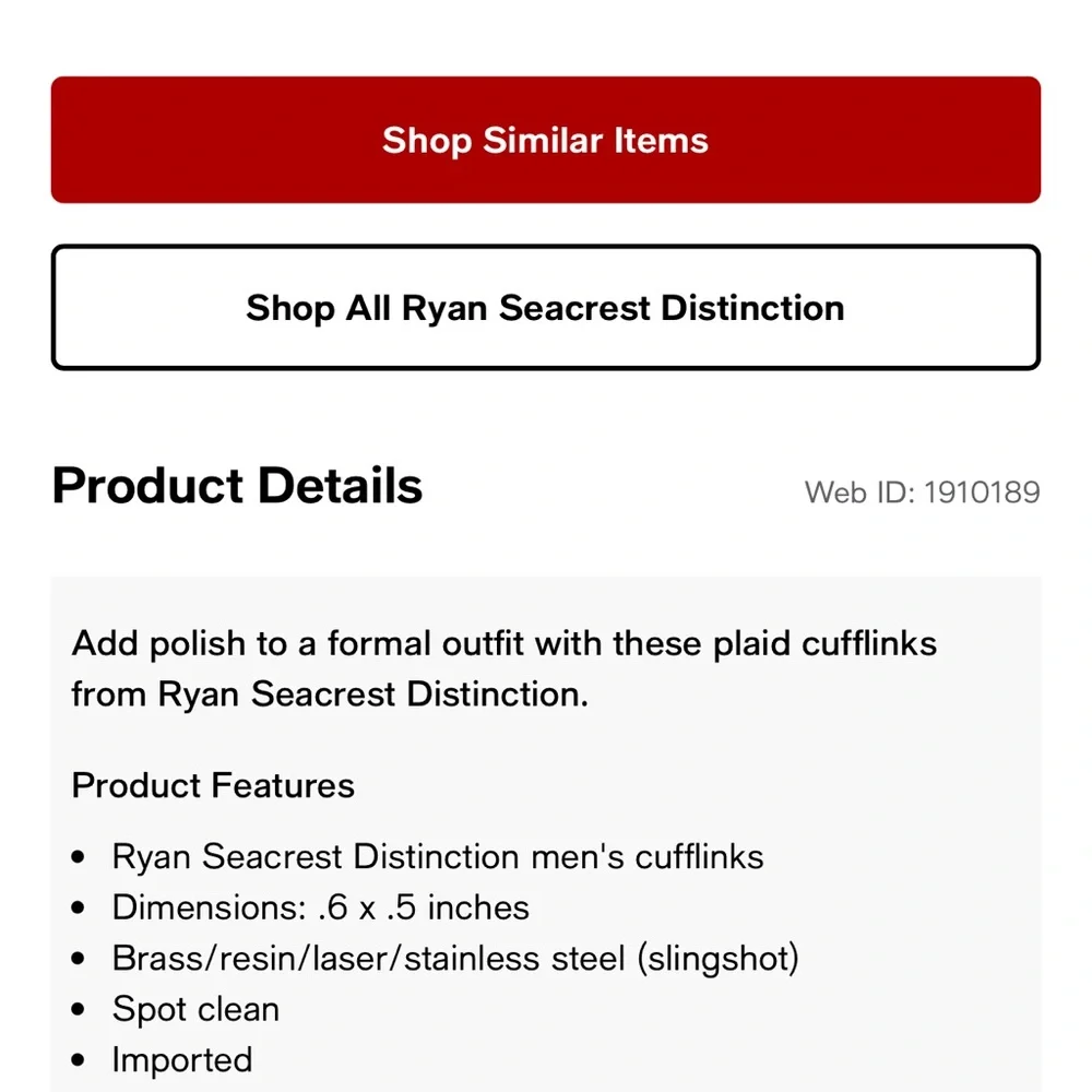 RYAN SEACREST  “Distinction” CUFFLINKS